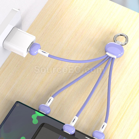 Customization Three-In-One Charging Cable With Keychain Promotional Products