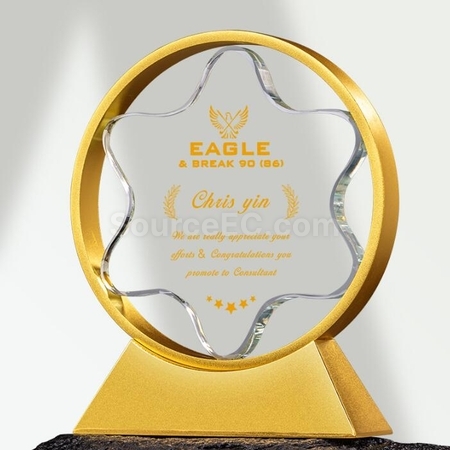 Customization Three-Dimensional Five-Star Metal crystal Trophy Promotional Products
