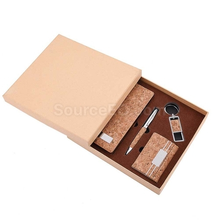 Customization Key Chain + Card Holder + Notebook + Pen Business Gift Set Promotional Products
