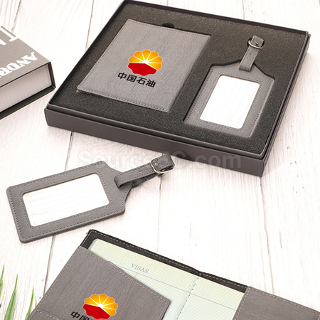 Customization PU Luggage Tag and Passport Case Gift Set Promotional Products