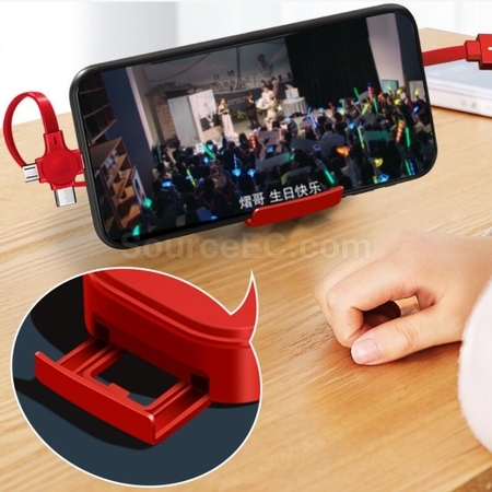 Customization Makeup Mirror Mobile Phone Holder Multifunctional 3-in-1 Charging Cable Promotional Products