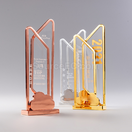 Customization Crystal Clear Metal Trophy Promotional Products