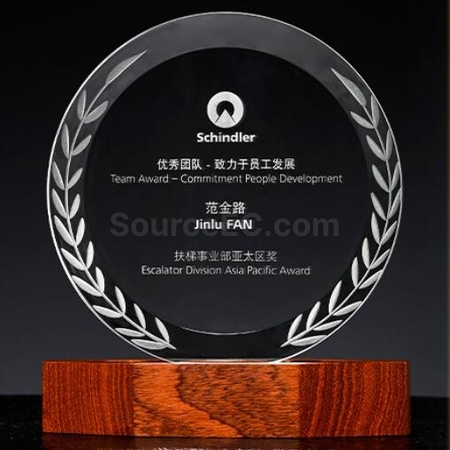 Customization Luminous Solid Wood Base Crystal Promotional Products