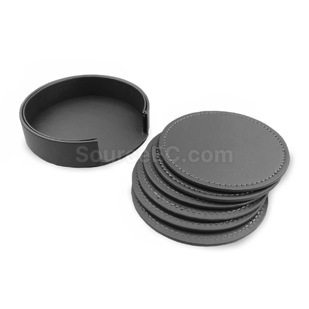Customization Franklin Leather Coaster Set of 6 Promotional Products