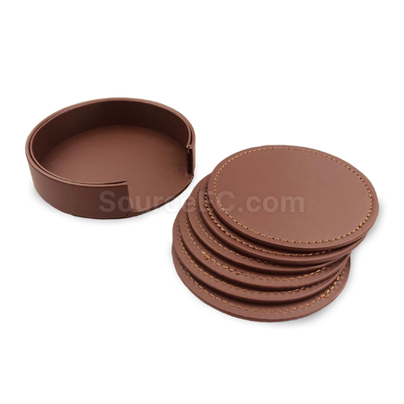 Customization Franklin Leather Coaster Set of 6 Promotional Products