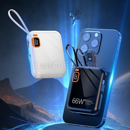 Customization Portable Self-Contained Line Portable Fast Charging Power Bank Promotional Products