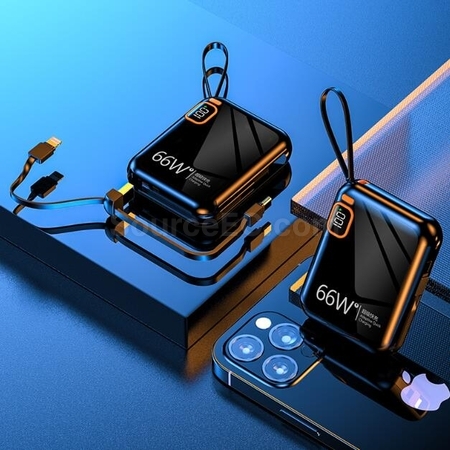 Customization Portable Self-Contained Line Portable Fast Charging Power Bank Promotional Products