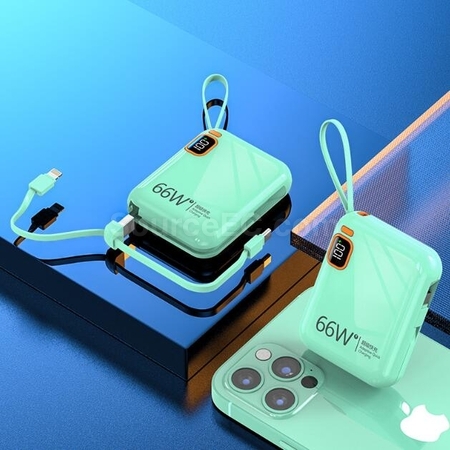 Customization Portable Self-Contained Line Portable Fast Charging Power Bank Promotional Products