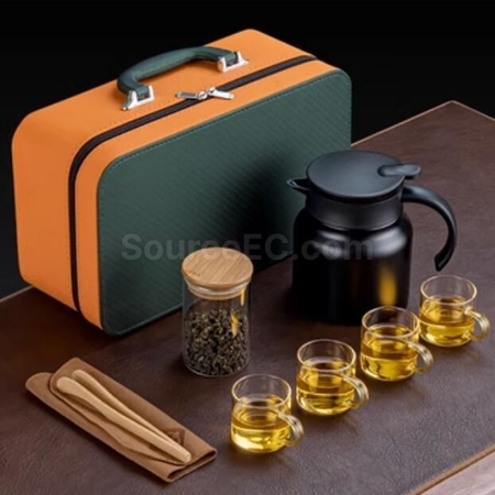 Customization 316Stainless Steel Large Capacity Teapot Glass Tea Cup Travel Set Promotional Products