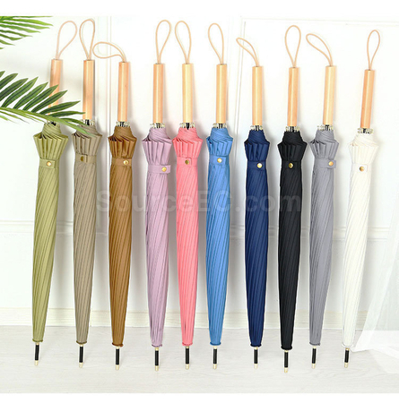 Customization 16Bone Wooden Handle Straight Umbrella Promotional Products