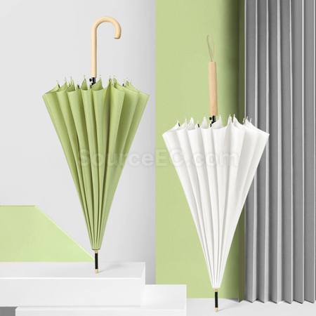 Customization 16Bone Wooden Handle Straight Umbrella Promotional Products
