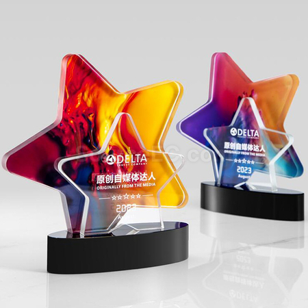 Customization Color Printed Star Crystal Trophy Promotional Products
