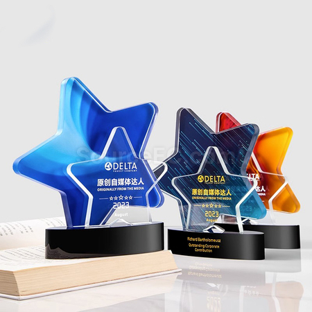 Customization Color Printed Star Crystal Trophy Promotional Products