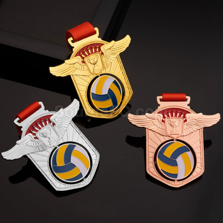 Customization Volleyball Hollow Rotating Medal Promotional Products