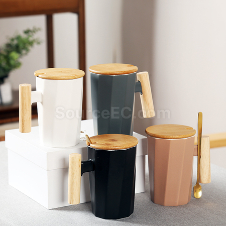 Customization Wooden Handle Ceramic Mug Promotional Products