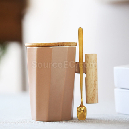 Customization Wooden Handle Ceramic Mug Promotional Products