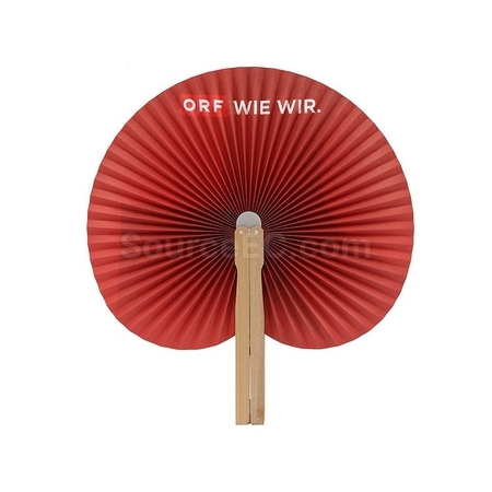 Customization SmallRound Fan With Wooden Handle Promotional Products