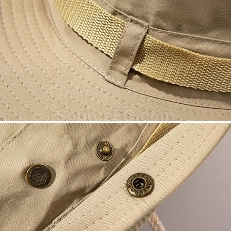 Customization Large Brim Sunscreen Sunshade Outdoor Drawstring Fisherman Hat Promotional Products