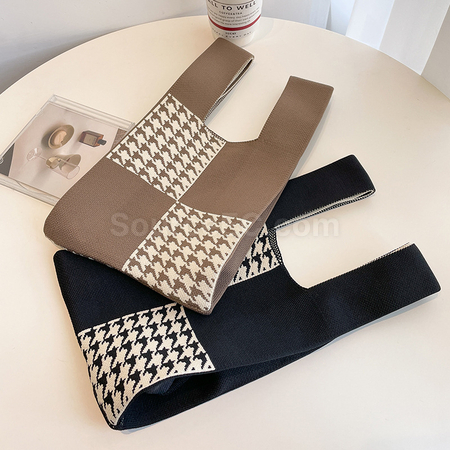 Customization Knitted Houndstooth Bag Promotional Products