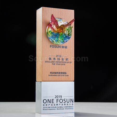 Customization Glass Crystal Solid Wood Trophy Promotional Products