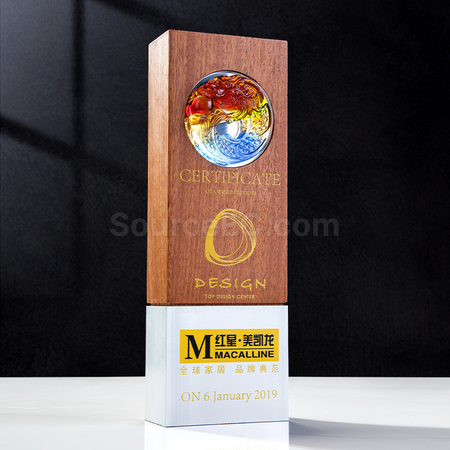 Customization Glass Crystal Solid Wood Trophy Promotional Products