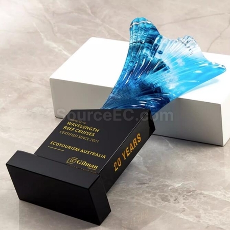 Customization Riding The Wind and Waves Black Crystal Trophy Promotional Products