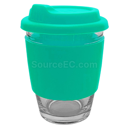 Customization Carlo Glass Coffee Cup - Silicone Band Promotional Products