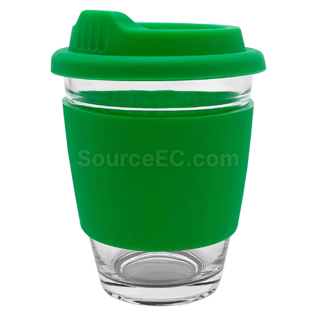 Customization Carlo Glass Coffee Cup - Silicone Band Promotional Products