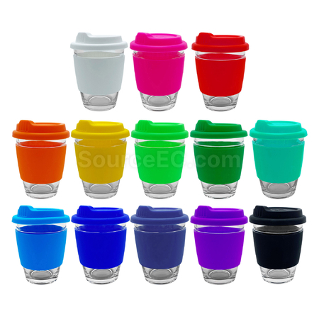 Customization Carlo Glass Coffee Cup - Silicone Band Promotional Products