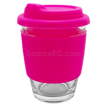 Customization Carlo Glass Coffee Cup - Silicone Band Promotional Products