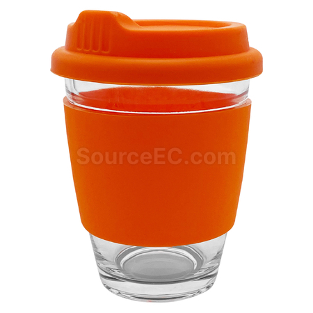 Customization Carlo Glass Coffee Cup - Silicone Band Promotional Products
