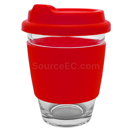 Customization Carlo Glass Coffee Cup - Silicone Band Promotional Products