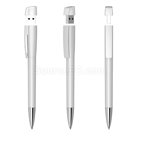 Customization USB Pen 16GB Metallic Silver Pen Promotional Products