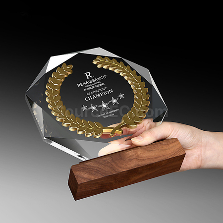 Customization Octagonal Creative Wheat Ear Crystal Trophy Promotional Products