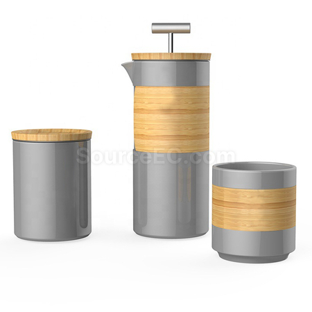 Customization Ceramic French Press Hand Brew Coffee Pot Tea Maker Coffee Set Promotional Products