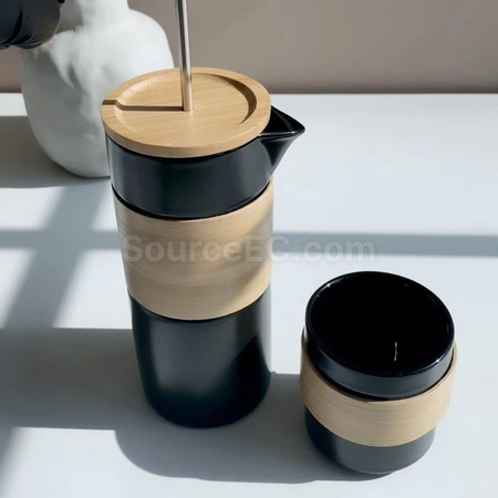 Customization Ceramic French Press Hand Brew Coffee Pot Tea Maker Coffee Set Promotional Products