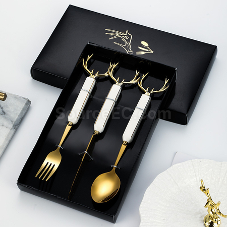 Customization Christmas Antler Stainless Steel Tableware Promotional Products