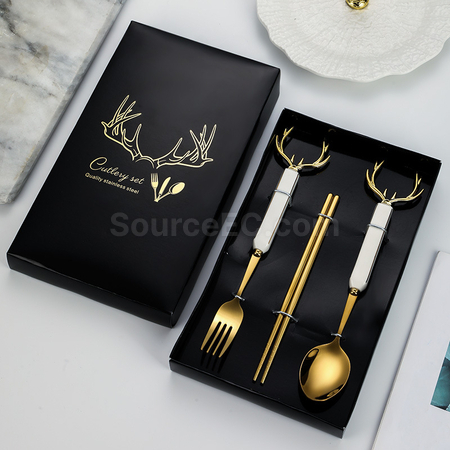 Customization Christmas Antler Stainless Steel Tableware Promotional Products