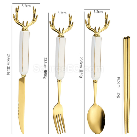 Customization Christmas Antler Stainless Steel Tableware Promotional Products