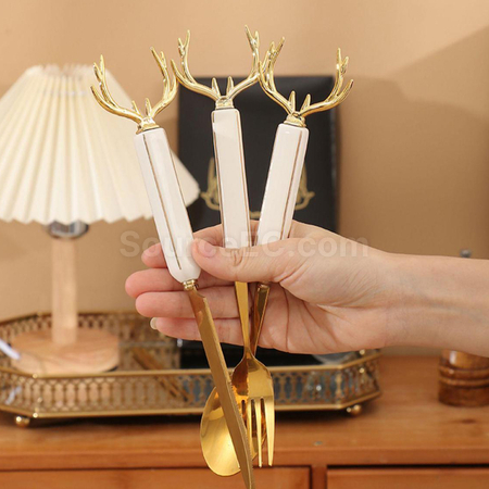 Customization Christmas Antler Stainless Steel Tableware Promotional Products