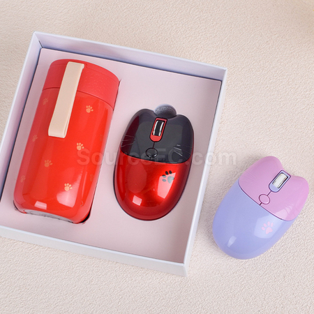 Customization Zhaocai Cat Insulation Cup+Wireless Mouse Set Promotional Products