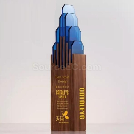 Customization Genting Top Solid Wood Crystal Trophy Promotional Products