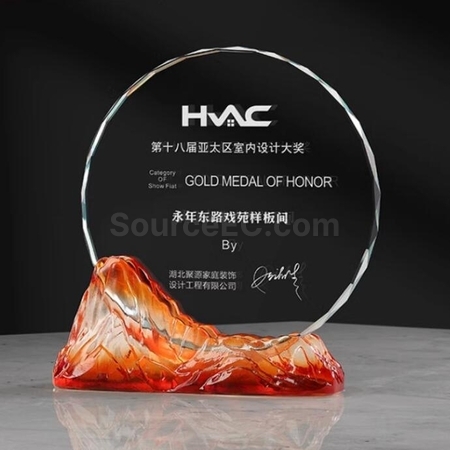 Customization Feng Shan Shui Rise Glazed Crystal Trophy Promotional Products