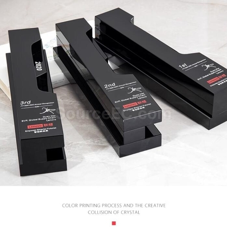 Customization Square Pillar Black  Crystal Trophy Promotional Products