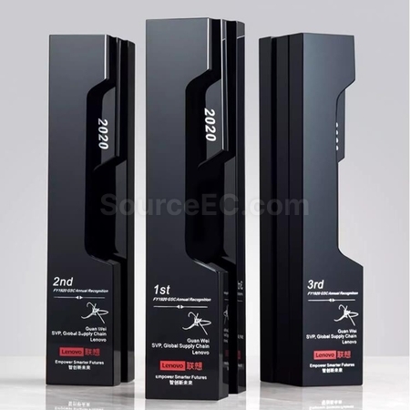Customization Square Pillar Black  Crystal Trophy Promotional Products