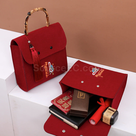 Customization Felt Tote Bag with Wooden Handle Promotional Products