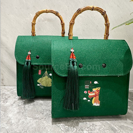 Customization Felt Tote Bag with Wooden Handle Promotional Products