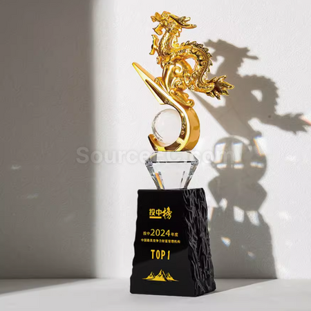 Customization Creative Year of the Dragon Glass Crystal Trophy Promotional Products