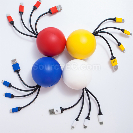 Customization Stress Ball Charging Cable Set Promotional Products