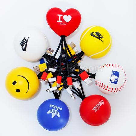Customization Stress Ball Charging Cable Set Promotional Products